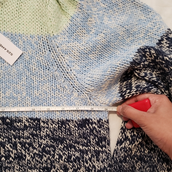 525 America Striped Bishop Sleeve Crewneck Sweater Large - Picture 5 of 6